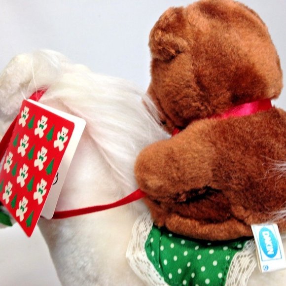 Dakin Christmas Rockers Rocking Horse and Teddy Bear Stuffed Animals 12" -1984 - Picture 5 of 12